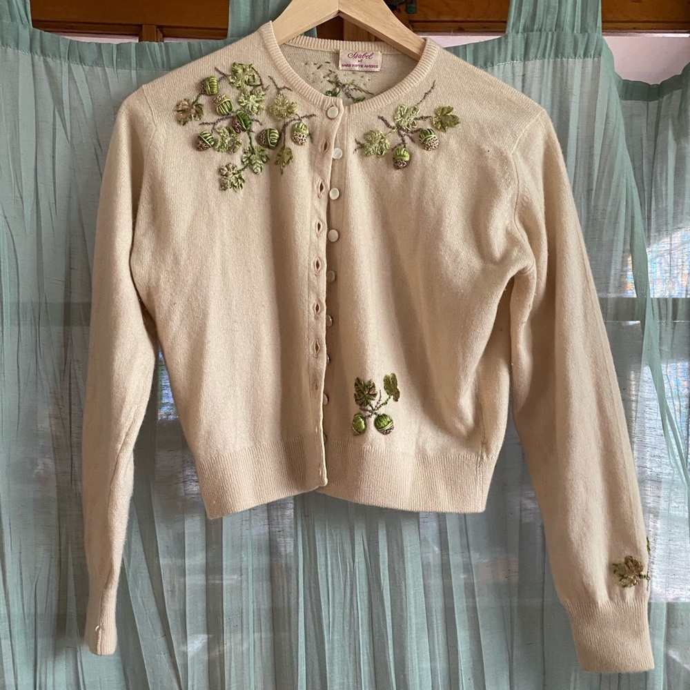 Isabel of Saks Fifth Ave Vintage Embroidered Cashmere Cardigan